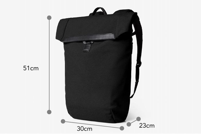 Bellroy Shift Backpack Blackのサイズ詳細画像